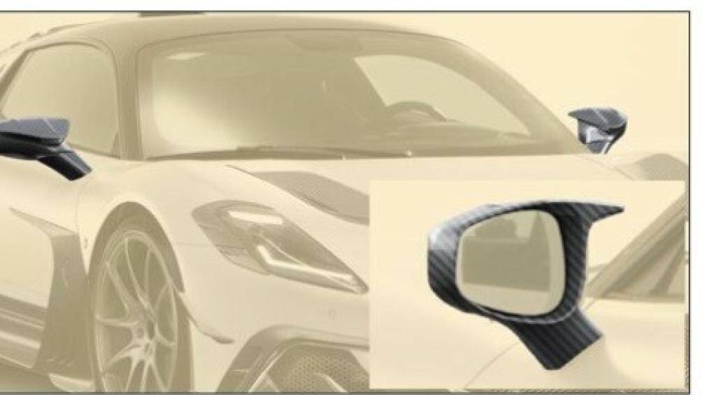 Hai bên thân xe được trang bị bộ líp ốp hông cỡ lớn với các hốc gió to tạo điểm nhấn. Các nắp gương được chuyển đổi sang sợi carbon