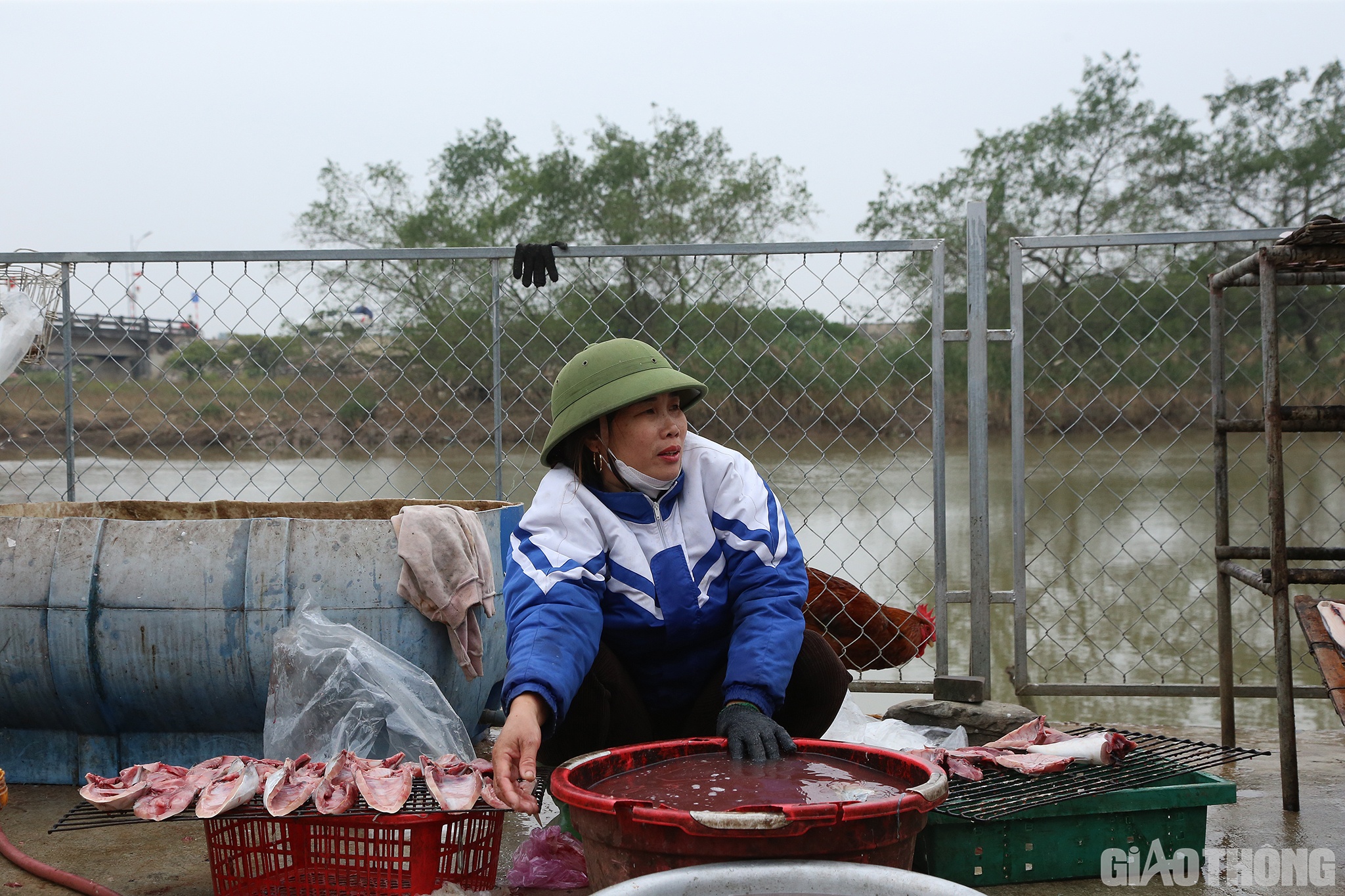 Cách đó không xa, gia đình chị Hoàng Thị Ngọc cũng đang tất bật nướng những mẻ cá Tết cho khách. Dù quy mô không to, nhưng vụ Tết năm nay, gia đình chị Ngọc cũng nhận nướng gần 3 tạ cá thu, cá lượng…