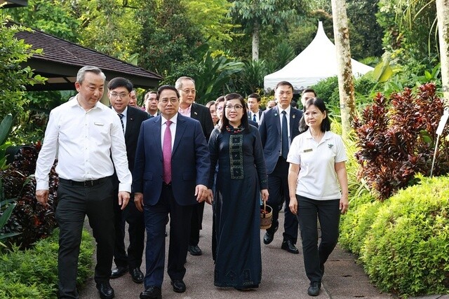 Trước đó, cùng sáng, trong khuôn khổ chuyến thăm chính thức Singapore, Thủ tướng Phạm Minh Chính và phu nhân Lê Thị Bích Trân đã dự lễ đặt tên hoa lan theo tên của Thủ tướng và phu nhân. Tên của loài hoa mới này là Papilionanda Pham Le Tran Chinh.