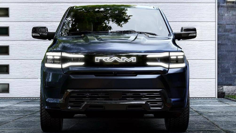 So với phiên bản dùng động cơ đốt trong, Ram 1500 REV 2024 có những chi tiết thiết kế riêng như đèn pha LED, lưới tản nhiệt, bộ vành và đèn hậu...