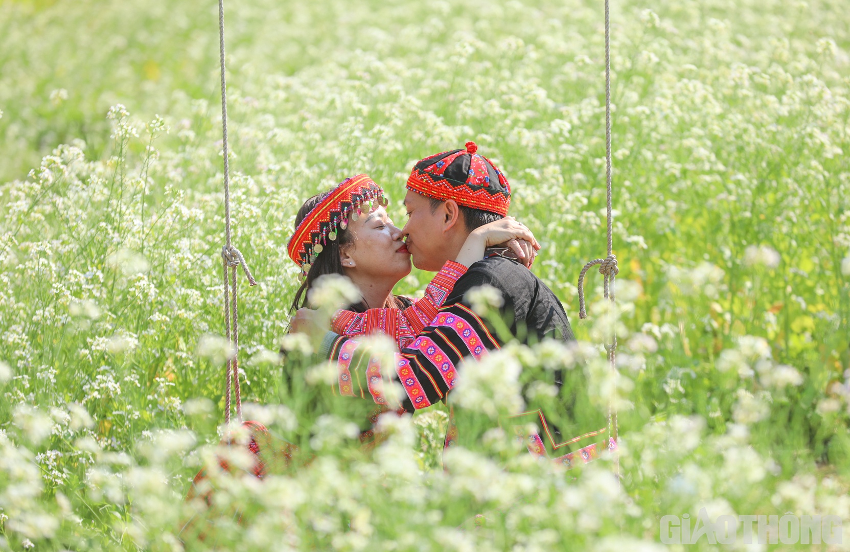 Một cặp đôi trao nhau nụ hôn giữa khung cảnh đầy thơ mộng.