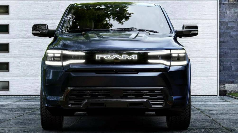 So với phiên bản dùng động cơ đốt trong, Ram 1500 REV 2024 có những chi tiết thiết kế riêng như đèn pha LED, lưới tản nhiệt, bộ vành và đèn hậu…