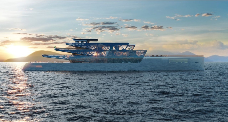 Theo nhóm thiết kế Jozeph Forakis Design, du thuyền Pegasus sẽ “tàng hình” cả về thiết kế lẫn tác động tới môi trường. Đó là vì con tàu khổng lồ sẽ được lắp kính để phản chiếu môi trường xung quanh, giúp du thuyền dường như ẩn mình trong không gian và không phát thải ra môi trường. Ảnh - Jozeph Forakis