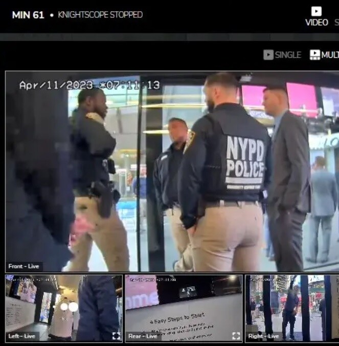 Thiết bị này được trang bị hàng chục microphone cùng camera 360 độ, các cảm biến sonar và lidar, thiết bị đọc biển số xe, dễ dàng phát hiện những hành vi vi phạm quy định. Trong ảnh là hình ảnh trích xuất từ camera của robot K5.