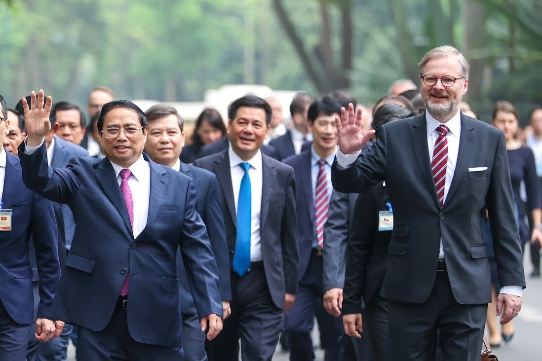 Chuyến thăm Việt Nam của Thủ tướng Cộng hòa Séc Petr Fiala thể hiện sự coi trọng và mong muốn tăng cường quan hệ song phương của lãnh đạo hai nước - Ảnh: VGP/Nhật Bắc