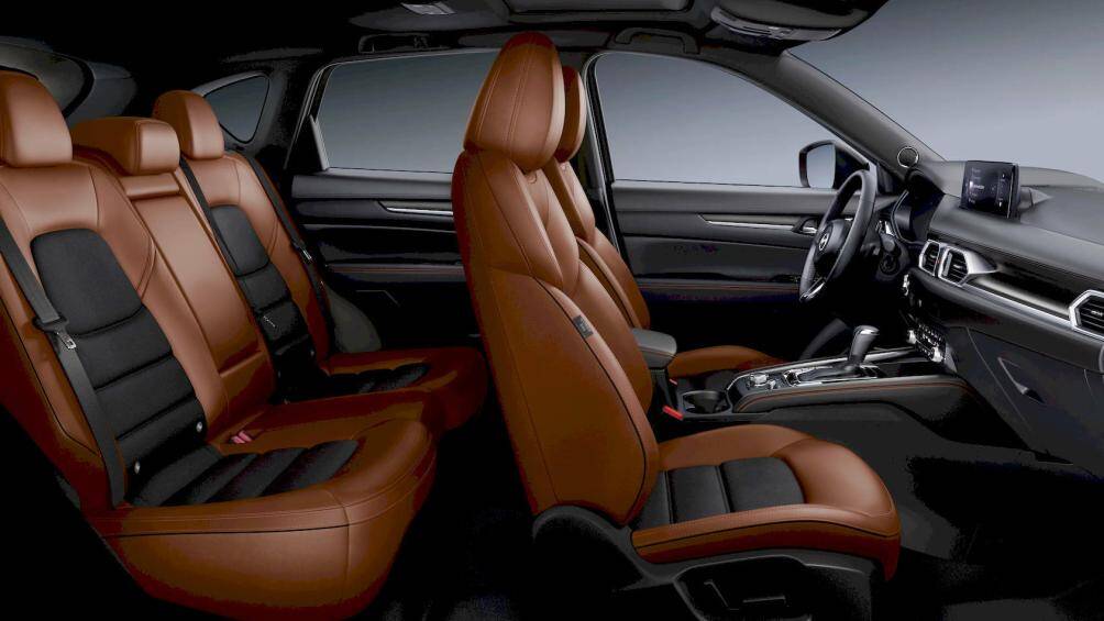 Nội thất bên trong vẫn là sự kết hợp của những chất liệu nội thất cao cấp như da lộn màu đen và da màu nâu Terracotta