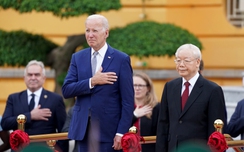 Tổng bí thư đón Tổng thống Joe Biden theo nghi lễ cấp Nhà nước tại Phủ Chủ tịch