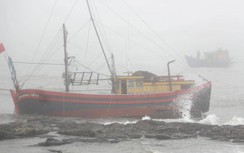 Tàu cá Quảng Bình đứt neo, trôi dạt vào bờ biển Quảng Trị