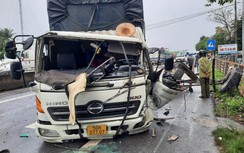 Tai nạn liên hoàn trên quốc lộ 1 khiến chiếc xe tải rụng hai bánh trước