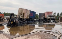 Hải Phòng: 4 xe container cháy rụi trong bãi tập kết cạnh quốc lộ 10