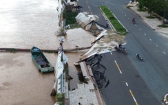Bờ kè sông Tiền sạt lở nghiêm trọng, uy hiếp đường giao thông, bến phà ở Đồng Tháp
