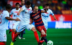 Hạ Sevilla trong trận cầu 3 thẻ đỏ, Barca đoạt Cúp nhà Vua