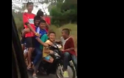 Choáng cảnh 9 dân chơi Thái Lan ngồi trên một xe máy