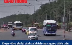 Xe khách phóng ngược chiều như "điên" ở Đồng Nai (video)
