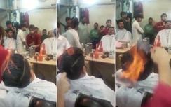 Choáng với màn cắt tóc bằng... lửa của "dị nhân" Pakistan