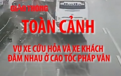 Video: Toàn cảnh vụ xe cứu hỏa bị xe khách đâm ở Pháp Vân