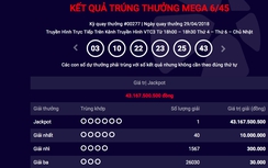 Kết quả xổ số Vietlott 29/4/2018: Hơn 43 tỷ đồng đã có chủ