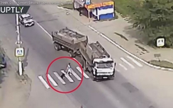 Video: Chú chó giật dây cứu sống bà chủ ngay trước đầu xe tải