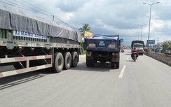 Xe tải vô tư “phi” ngược chiều trên QL1 ở Vĩnh Long