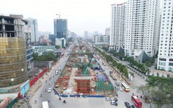Toàn cảnh đại công trường cầu cạn Mai Dịch - Nam Thăng Long sau nghỉ Tết