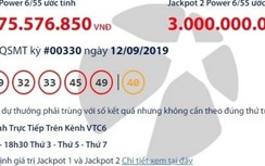 Kết quả xổ số Vietlott 12/9/2019: Thêm 1 người may mắn trúng giải Vietlott