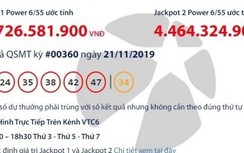 Kết quả xổ số Vietlott 21/11/2019: Bộ số may mắn gần 65 tỷ trong tay ai?