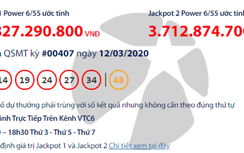 Kết quả xổ số Vietlott 12/3/2020: Ai may mắn trúng gần 94 tỷ đồng?