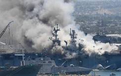 Video: Cháy lớn trên tàu đổ bộ tại căn cứ Hải quân Mỹ