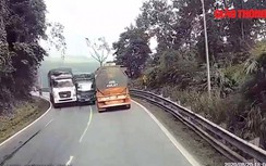 Video: Tài xế xe tải bị đánh "sấp mặt" vì vượt ẩu, 3 ô tô kẹp dính trên đèo