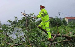 Chùm ảnh: CSGT cắt cây, dọn đường, điều tiết giao thông trong bão số 9