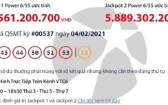 Kết quả xổ số Vietlott 4/2/2021: Tìm chủ nhân giải khủng gần 55 tỷ đồng