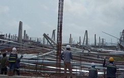 Sập giàn giáo hàng ngàn m2 tại Khu công nghiệp Texhong Hải Hà