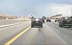 Video: Ô tô bắn qua dải phân cách, lật nhiều vòng giữa đường cao tốc