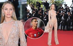 Siêu mẫu nội y từng “mê tít” Ronaldo khoe ngực trần tại thảm đỏ LHP Cannes