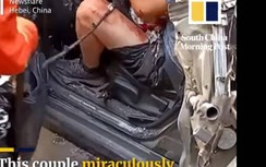 Video: Cứu sống cặp vợ chồng trong chiếc xe hơi bị vò nát trong gầm xe tải