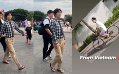 Lee Jun Ki "gây bão" với hình ảnh đi dép tông, đạp xe ở Đà Nẵng