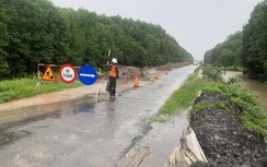 Cận cảnh thi công xử lý chống ngập đường Hồ Chí Minh đoạn cuối Cà Mau