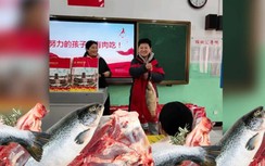 Trường học Trung Quốc thưởng thịt, cá cho học sinh mừng Tết Nguyên đán
