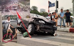 Tai nạn ô tô tông 17 xe máy ở Hà Nội: Tài xế mặt tái xanh, bật khóc