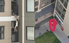 Trải đệm hơi cứu cô gái nhảy từ tầng 7 chung cư ở Hà Nội xuống đất