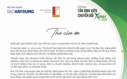 Thư cảm ơn từ Festival Tân sinh viên chuyển đổi xanh