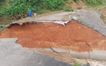 Đường tuần tra biên giới Sa Trầm - Pa Linh hư hỏng nặng sau mưa lũ