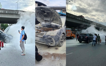 Cháy ô tô ở ngã tư Nguyễn Trãi - Khuất Duy Tiến