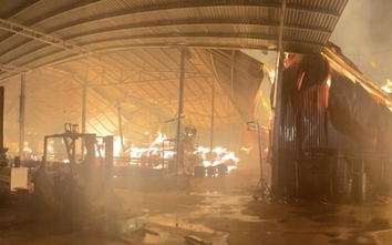 Phú Thọ: Cháy lớn tại xưởng gỗ đang bị đình chỉ hoạt động