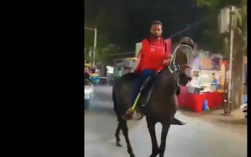 Không đổ được xăng, tài xế Ấn Độ cưỡi ngựa đi giao đồ ăn