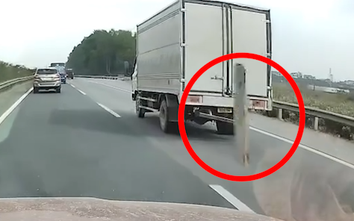 Vật thể lạ từ xe tải rớt xuống, bật vỡ kính ô tô đi phía sau