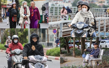 Mùa đông gõ cửa, người Hà Nội diện áo ấm, quàng khăn kín mít trong gió lạnh