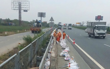 Làm tường chắn ngăn ngập nước trên cao tốc Pháp Vân - Cầu Giẽ