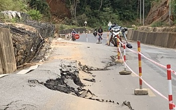 Cận cảnh đường đèo Măng Đen trên QL24 trồi lên 1,2m, nguy cơ bẻ gãy nền đường