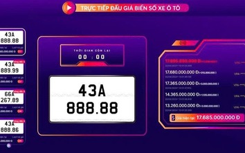 Biển số ô tô "ngũ quý" 43A-888.88 sắp được đấu giá với mức khởi điểm 500 triệu đồng